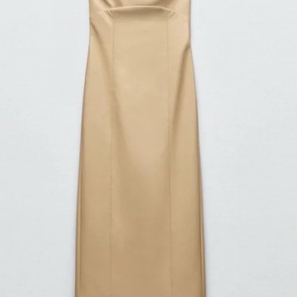 Zara Cream Faux Leather Dress - Picture 3 of 3